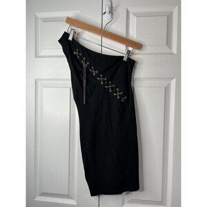 Revolve h:ours Delacey Black Noir One Shoulder Mini Dress Women's Size X-Small
